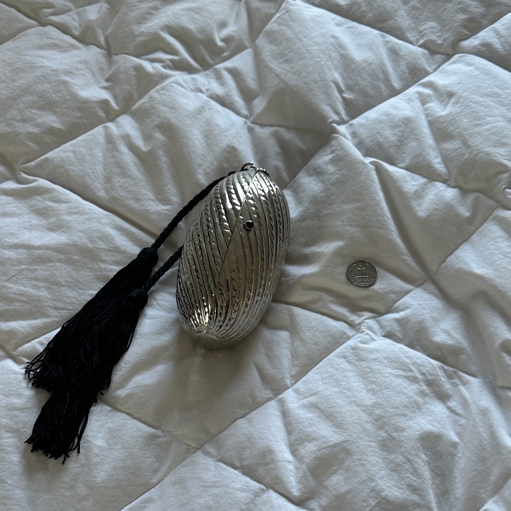 Vintage Italian Silver Clutch with Black Accents - Picture 6 of 10